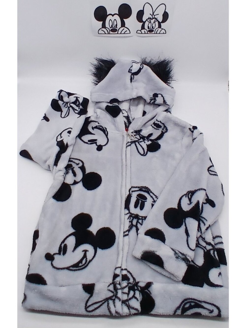 Disney Junior Mickey Minnie Mouse Youth 4T Black Gray Hooded Zipper Jacket